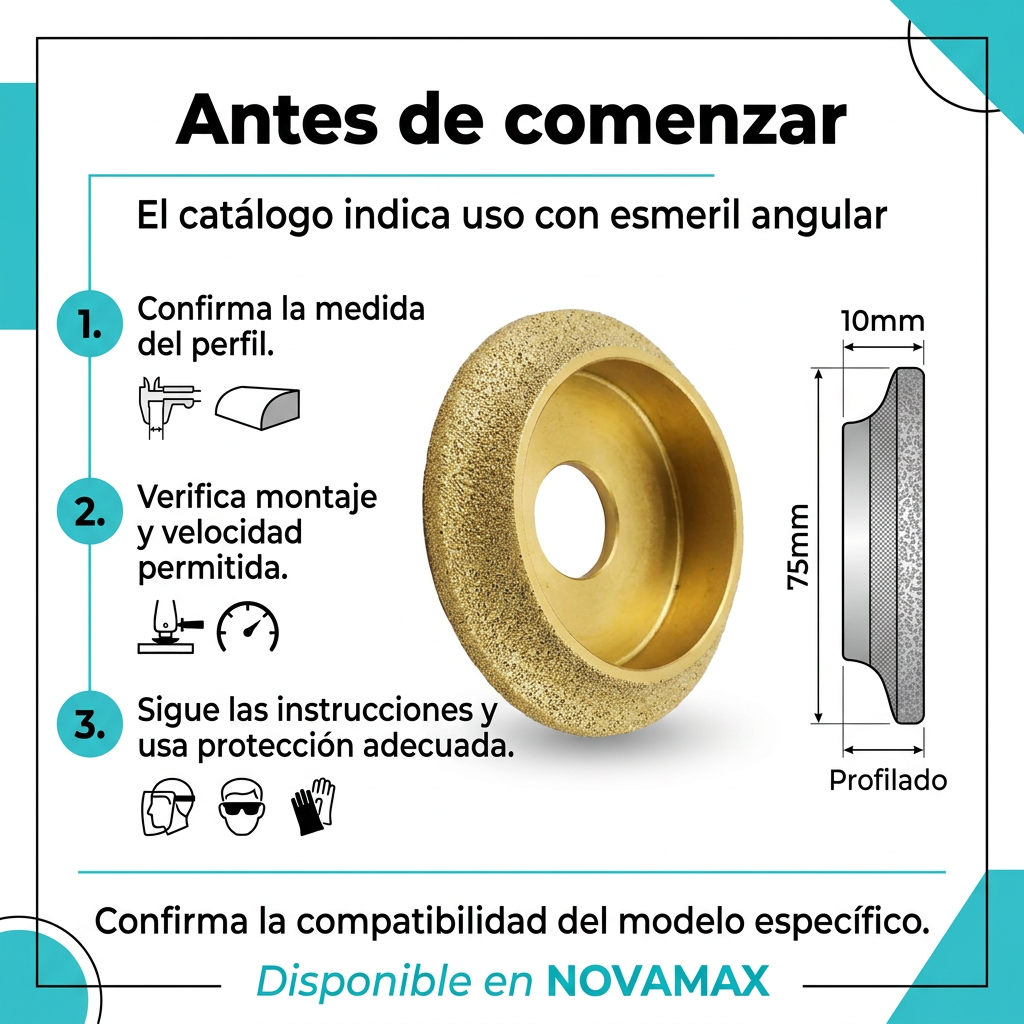 Precauciones e indicaciones antes de utilizar la rueda diamantada