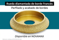 Ilustración de portada de rueda diamantada de borde francés, disponible en NOVAMAX